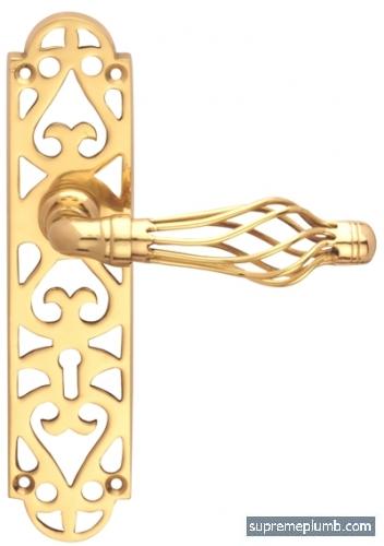 Jali Fretwork Lever Lock - Polished Brass - DISCONTINUED 